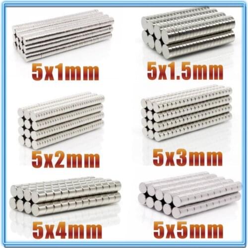 100~500Pcs N35 Round Magnet 5x1 5x1.5 5x2 5x3 5x4 5x5 Neodymium Magnet Permanent NdFeB Super Strong Powerful Magnets 5*1 5*2 5*3