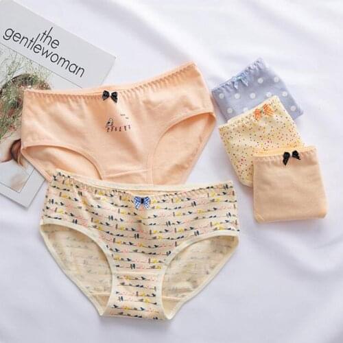 New Arrival Womens Cotton Dot Panties Female Breathable Briefs Bow-knot Lovely Underwear Girls Lingerie Intimates Wholesale