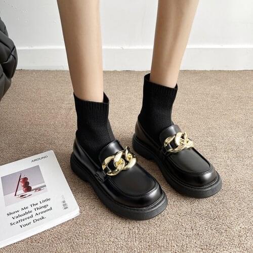 New Chain Sock Womens Boots For 2021 Spring Autumn Square Mediumn Heel Stretch Fabric Solid Round Toe Ankle Slip-on Shoes