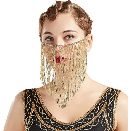 New Design WomenTassel Veil Handmade Rhinestone Chain Jewelry And Head Jewelry Halloween Gift