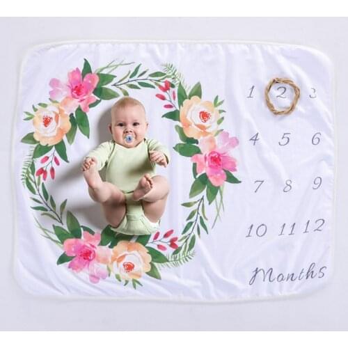 Infant Baby Milestone Blanket DIY Photo Photography Props Newborn Flower Letter Printed Monthly Growth Blankets 76*102cm