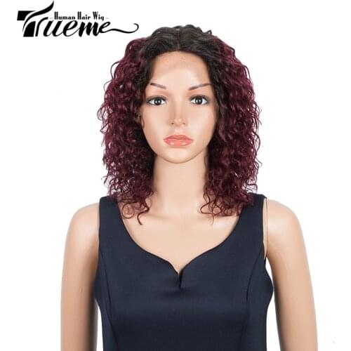Trueme Short Water Wave Lace Front Human Hair Wigs Remy Brazilian Bob Lace Front Wig Short Bob Curly Wigs For Black Women