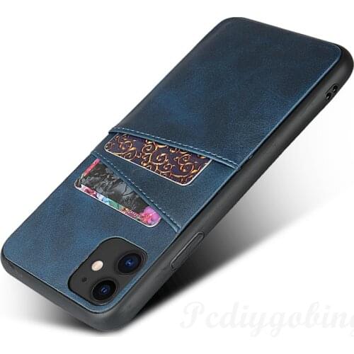 Rugged Card Slot Phone Case for iPhone XR XS X 6 6S Plus 11 Pro Max 7 8 Plus SE 2020 Leather Back Cover Soft Protective Shell