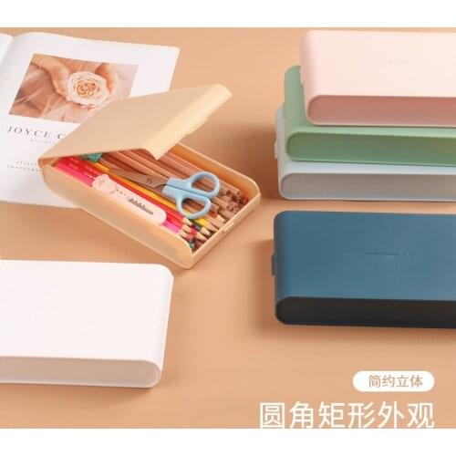 Simple Transparent Pencil Case Frosted Plastic Pencil Pens Storage Box Stationery Supplies Holder School Supplies