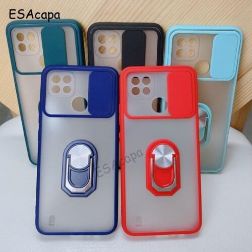 Magnetic Ring Stand Holder Shockproof Case For OPPO Realme C21 Candy Colors Slide Lens Protection Phone Cover For OPPO RMX3201