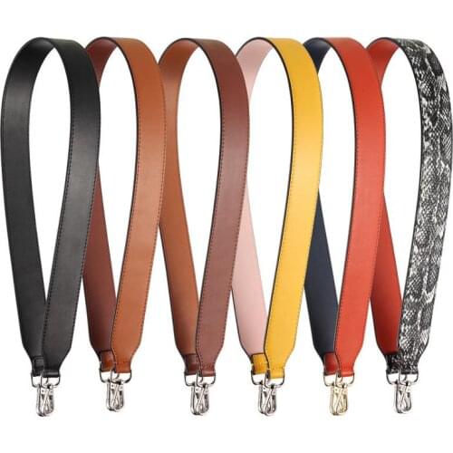 Bag Strap Genuine Leather Double Sided Wide Shoulder Strap Silver Buckle Handbag Straps Accessories Belts For Bags Replacement