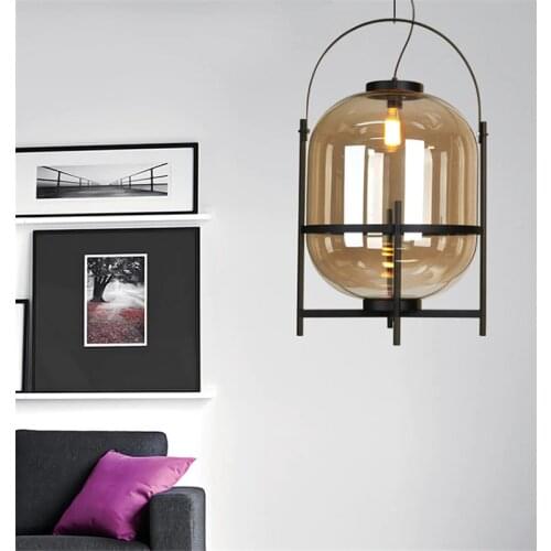 Nordic light glass iron pendant lamp living room study hotel loft villa decoration personality pendant lights led lamp za81832