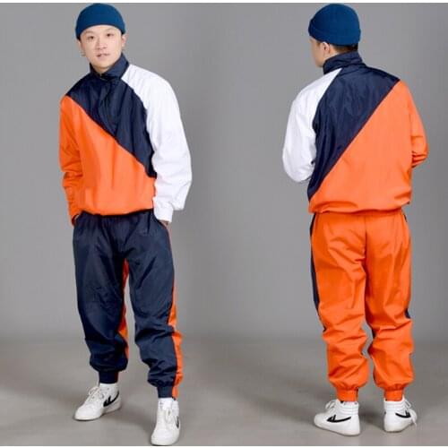 New Hip Hop Costumes Stitching Color Adults Street Dance Clothing Jazz Team Performance Wear Children Modern Stage Outfit DN5390