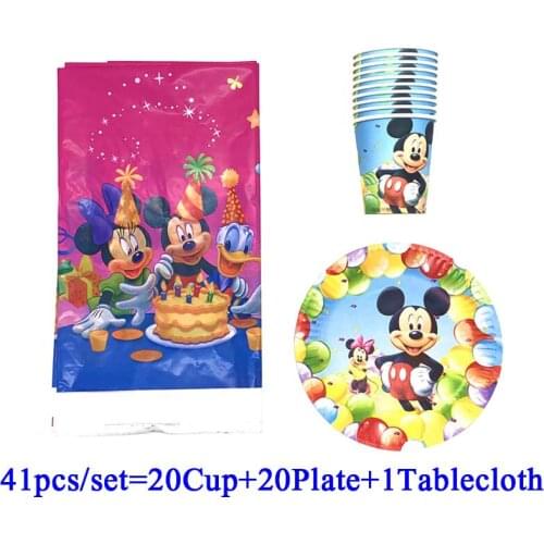 Birthday Party Decorations Kids Mickey Mouse Theme Disposable Cups Plates Tablecloth For Baby Shower Birthday Party Supplies Set