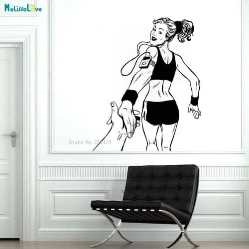 Running Girl Vinyl Wall Decal Runner Run Home Gym Motivation Sexy Woman Stickers Home Decoration Removable Art Murals YT1605