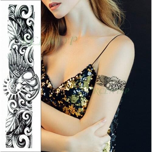 Waterproof Temporary Tattoo Sticker angel wings wave totem band Fake Tatoo Personality Flash Waist Arm Foot Tatto for Women Men