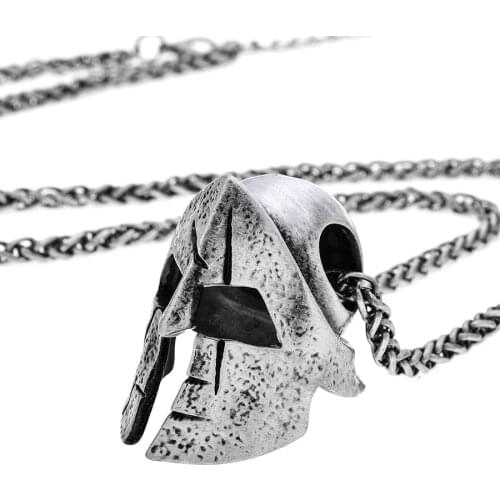 WOOGGE Mens Fashion Gothic Stainless Steel Antique Bronze Norse Viking Sparta Warrior Helmet Mask Pendant Necklace