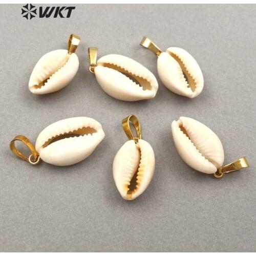 WT-JP077 WKT Hight quality natural cowrie shell pendant genuine cowrie shell with hook in the top pendant jewelry