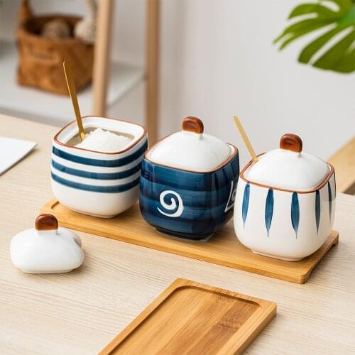 Japanese Seasoning Can Ceramic Cruet Condiment Bottle Nordic Home Decor Salt Shaker Spice Jars Restaurant Decorative Tableware