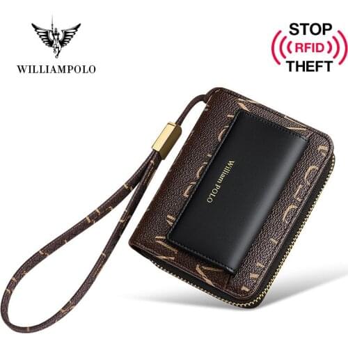 Wallet Women RFID Wristlet Zipper Cartera Mujer Aesthetic Red Purse Fashion Waterproof