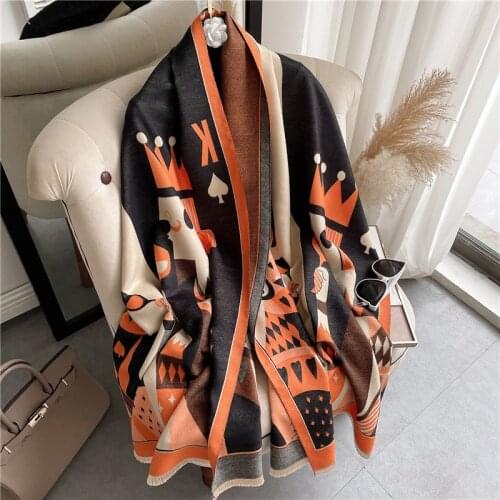 Winter Cashmere Scarf Women Thick Warm Shawls Wraps Tassel Lady Design Print Large Pashmina Blanket Foulard Ecgaroe 2021 New