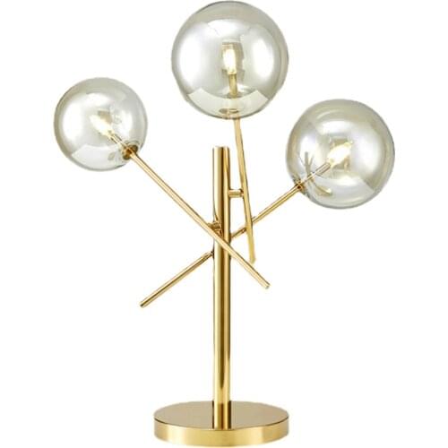 Nordic Post Modern Electroplated Gold Baody Glass Ball Desk Lamps for Study Living Room Table Bedroom Decor LED Lighting AC110V