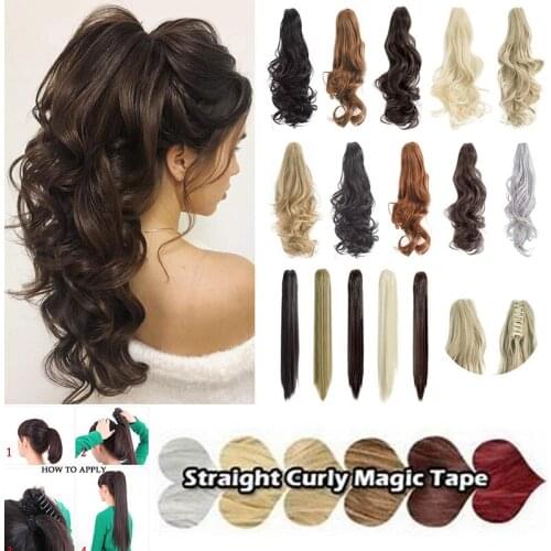 1pcs Claw Ponytail Hair Extension 18" 22'' Straight Curly Wavy Clip In Pony Tails Extensions Long Hairpiece for Women