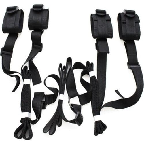 10pcs/lot Adult Games Under The Bed Restraint Handcuffs Foot Cuff Sex Bondage Kit Erotic Black Nylon Sex Toys for Couples PG0082