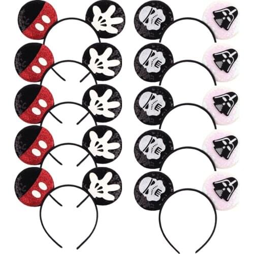 10pcs/Lot Trendy Glitter Mouse Ears Headband For Women Girl 2021 New Fashion Mouse Headband DIY Sequin Ear Chic Hair Accessories