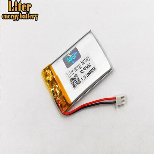 2.54MM 2pin connector 503450 1000mah 3.7v Rechargeable lipo battery solar li ion polymer lithium battery with PCM