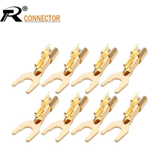 20pcs High Quality Gold Brass U/Y type Banana Conenctor Spade Speaker Banana Plugs Audio Jack Convertors