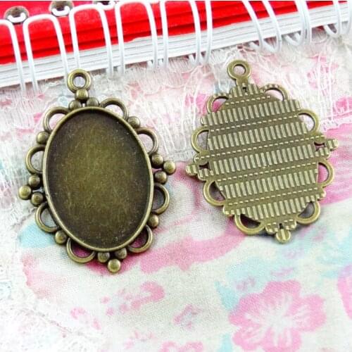 20pcs 18*25mm Inner Size Antique Bronze Plated Base Cameo Setting Charms Pendants