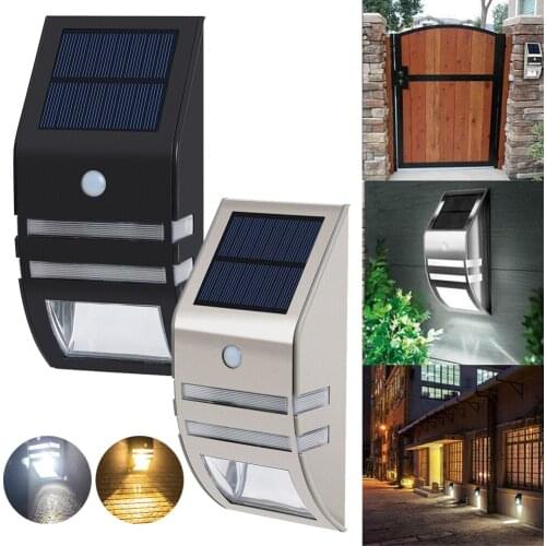 2LED Lamp Solar Staircase Stainless Steel Light Solar Garden Wall Lamp Household Solar Energy Street Outdoor Waterproof Lighting