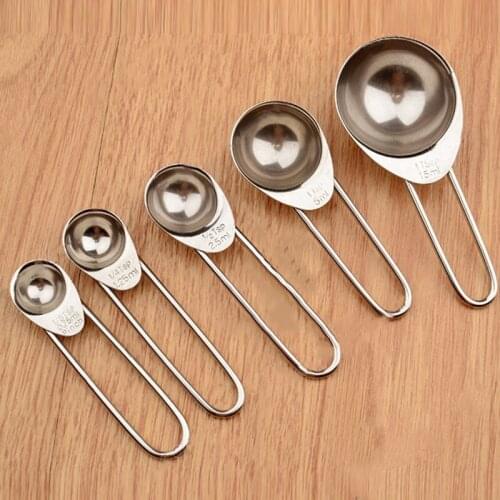 5pcs Set Measuring Stainless Steel For Coffee Seasoning Kitchen Cooking Baking