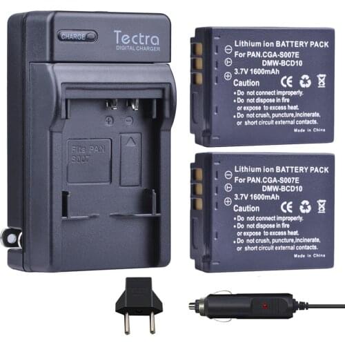 Tectra DMW-BCD10 CGA-S007E Camera Battery + Digital Charger for Panasonic Lumix DMC-TZ1 DMC-TZ1BK DMC-TZ1BS DMC-TZ3EB-K DMC-TZ2