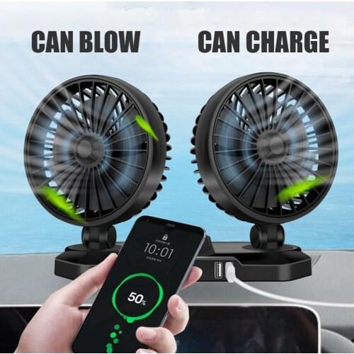 Car Fan Interior Car Mini Fan 360 Degrees Adjustable Durable Cooler Fan With Dual USB Charging Interface Auto Air Conditioning