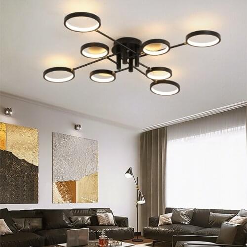 Black/Gold Indoor Chandelier Lamps Home Furniture Decoration Light Simple Style For Living Room Bedroom Study Modern LED