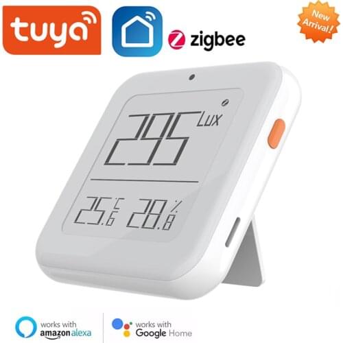 Tuya Zigbee Temperature and Humidity Sensor Smart Home Detector Smart Life App Real-time Monitoring Support Alexa Google Home