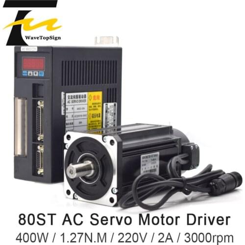 AC Servo Motor Driver 400W 1.27N.M 220V 2A 3000rpm 80ST-M01330 AC Motor Matched Servo Driver AASD 10A Complete Motor kit
