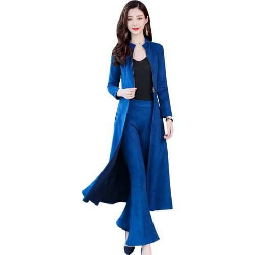 European fashion 2 piece outfits for women Stylish clothes Two piece set top and pants Faux suede Spring autumn Womens clothes