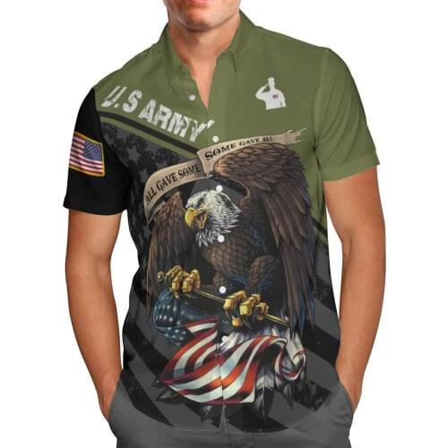 US Army Eagle Veteran 3D Beach Hawaiian 2021 Summer Shirt Short Sleeve Shirt Streetwear Oversized Camisa Social Chemise Homme