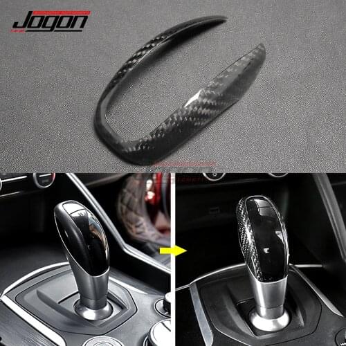 Carbon Fiber For Alfa Romeo Giulia 952 Stelvio 949 2017-2020 Car Interior Trim Gear Shifter Head Knob Strip Cover Decoration