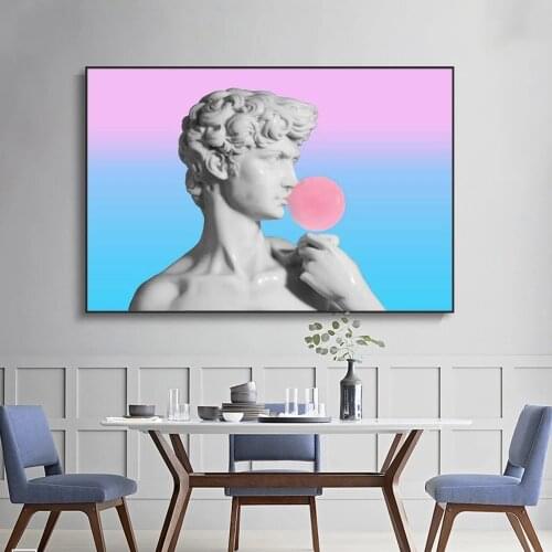 Vaporwave Sculpture Of David Wall Art Posters And Prints Funny Art Canvas Paintings On the Wall Nordic Art David Pictures Decor
