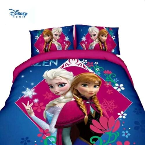 Frozen Elsa Bedding Sets Single Twin Size Pink Disney Princess Duvet Cover Sweet Girl Kids Bed Linens 3D Cartoon Home Textiles