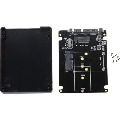 2 In 1 MSATA/M.2 to SATA3 Converter Adapter Card Case Enclosure Box 2.5 Inch SSD Solid State Disk Drive for PC Computer