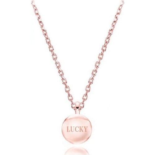 Korean Simple Letter Lucky Round 925 sterling silver Choker Necklace for Women Girl Gift Pendant Necklaces Jewelry Lady