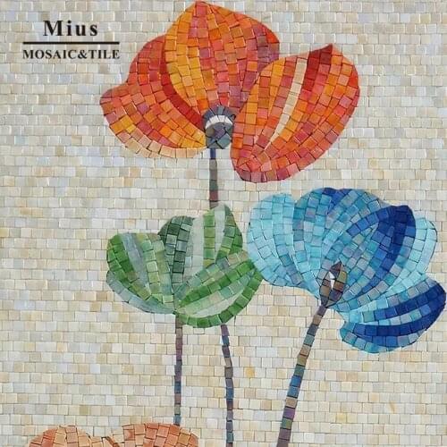 Colorful flower mural crystal glass tile mosaic