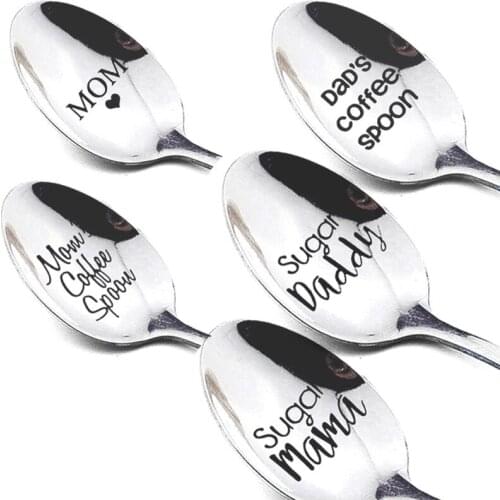 SUGAR MAMA/DADDY Long Handled Stainless Steel Mixing Spoon Ice Cream Coffee Spoon Teaspoon Cocktail Stirring Spoon Drinkware