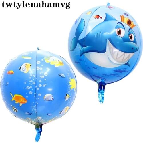 Cute Big Shark 22 Inch 4D Blue Sea Animal Foil Balloon Childrens Day Aquarium Theme Decoration Summer Beach Baby Photo Props