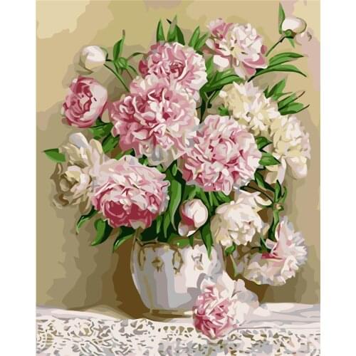 Vase C Flower Street Frame Painting By Numbers Canvas Colouring Landscape Handpainted Artwork Diy Gift Wall Home Decor