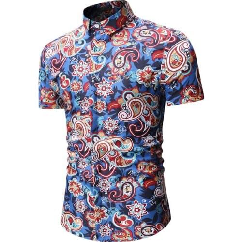New Summer Floral Shirts Fashion Men Shirt Short Sleeve Hawaiian Shirt Plus Size Casual Slim Fit Dress Shirt Men M-XXXL