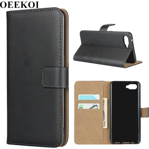 OEEKOI Genuine Leather Wallet Flip Cover Case for OPPO Reno A with Card Slots Holder