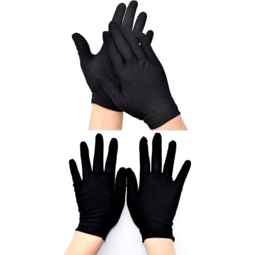 12 Pairs Unisex Soft Cotton Full Finger Working Gloves Formal Dress Parade Jewelry Inspection Protective Stretchable Mittens