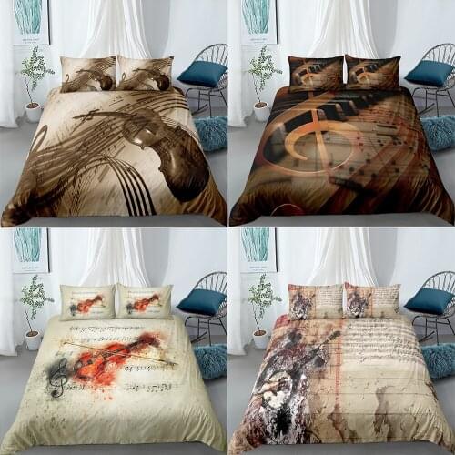 Music Note 1 Duvet Cover+1/2 Pillowcases Set Guitar Printing Bedding Rock Musical Instrument Queen King Twin Luxury Quilt Cover