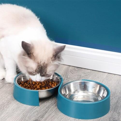 Simple Non Slip Double Dog Food Bowls Household Stainless Steel Pet Drinking Water Bowl Creative Puppy Feeding Dishes Cat Feeder